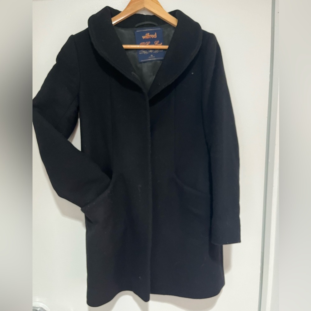 Wilfred Black Wool-Blend Single-Breasted Pea Coat